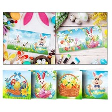 8x 5D DIY Diamond Painting Greeting Cards Easter Bunny Diamond Art Craft Tools