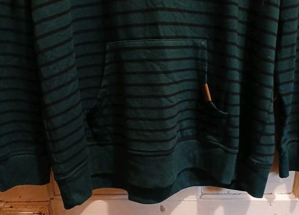 Sudadera con Capucha Maurices Mujer Talla XL Verde Negra Rayas Bolsillo Pullover Informal Foto 3 de 4