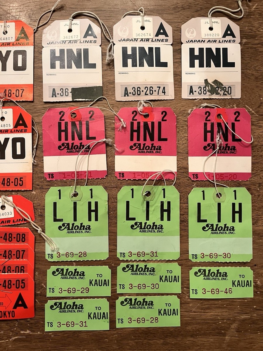Vintage Airline Baggage Tags Tokyo Japan TYO Honolulu Hawaii HNL