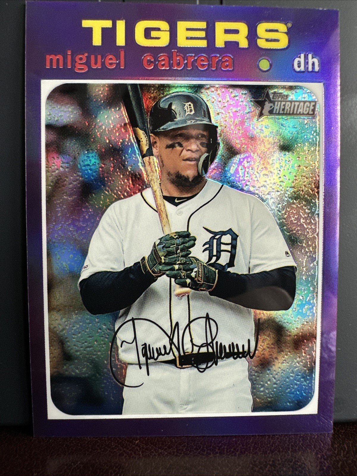 Miguel Cabrera Chrome Purple Refractor 2020 Topps Heritage #THC-41 Tigers DH