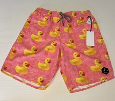 NWT- Neff Swim Trunks Mens Medium Pink Yellow Rubber Duck Drawstring