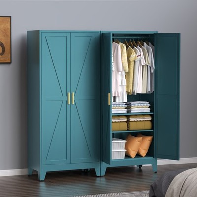 Metal armoire Wardrobe Closet with Hanging Rod,71'' Metal Wardrobe Cabinet