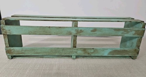 Green Wooden Crate Box Farmhouse Organizer Decor Home Rustic - Picture 6 of 6