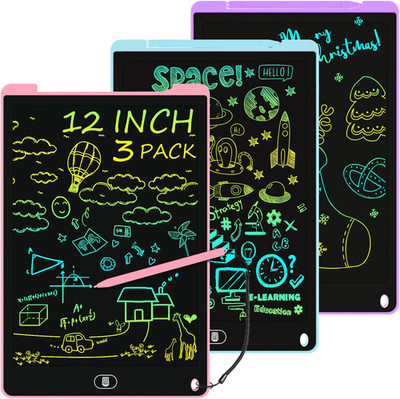 3 Pack 12 Inch LCD Writing Tablet for Kids, Colorful Doodle Board, Eye Protectio