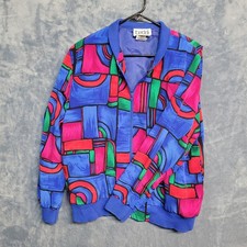 Teddi Vintage 80s 90s Abstract Geometric Bomber Jacket - Medium