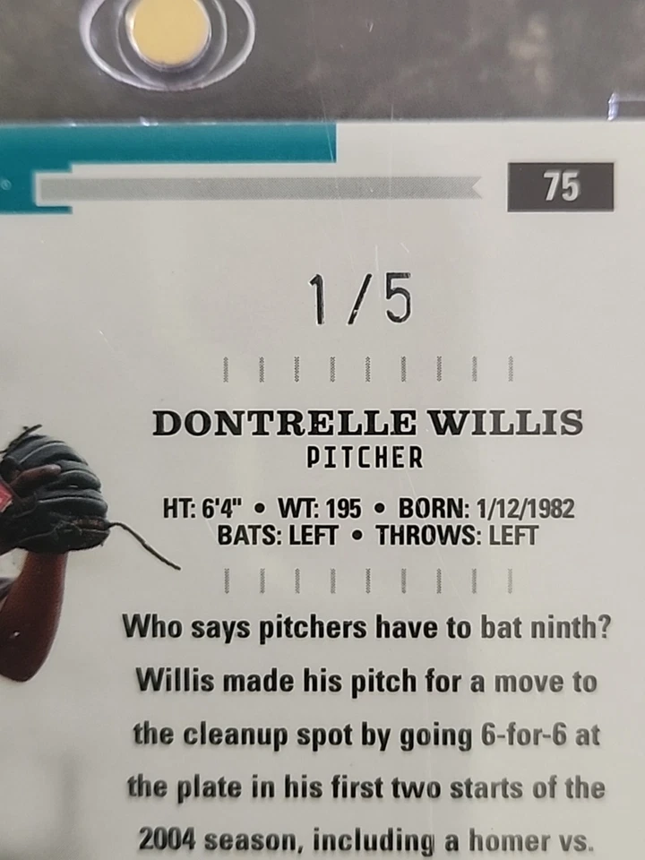 Donruss Throwback Threads Dontrelle Willis Florida Marlins #75 2004 automático 1/5 Foto 3 de 3