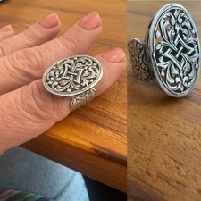 Vintage .925 Sterling Silver Ornate Filigree Floral Ring Israel Size 7 5.5grams