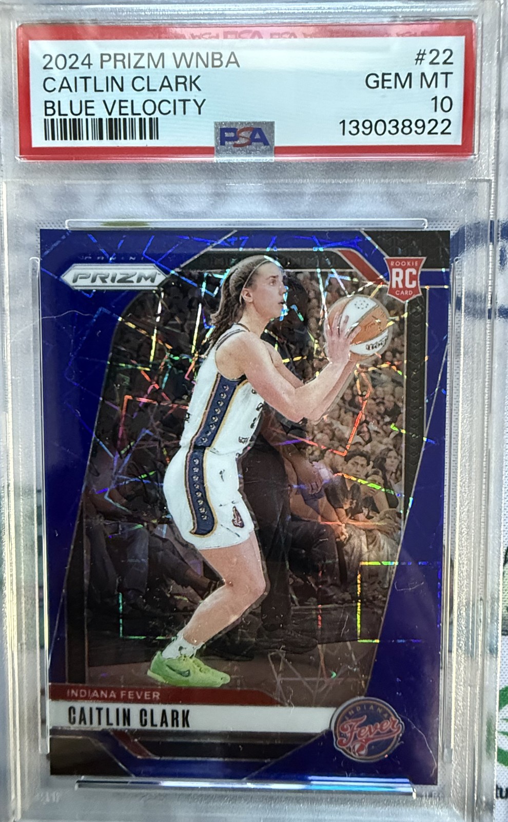 2024 PANINI PRIZM WNBA BLUE VELOCITY #22 CAITLIN CLARK PSA 10 GEM MINT
