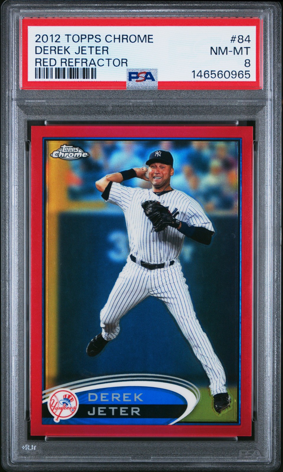 2012 TOPPS CHROME RED REFRACTOR #84 DEREK JETER 3/25 PSA 8