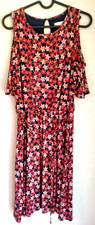 ANN TAYLOR LOFT Women's Brown Short Sleeve Tiered Tie Waist Floral Midi Dress S