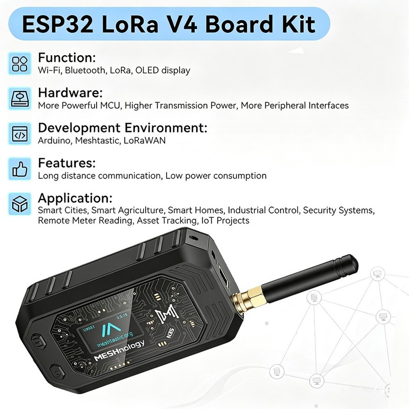 ESP32 LoRa V4 Development Board 868MHz OLED Support GPS Solar for Meshtastic NEW