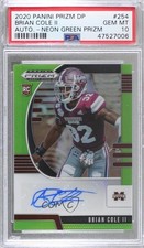 2020 Prizm Draft Picks Rookies Neon Green Brian Cole II PSA 10 GEM MT Auto 8d2