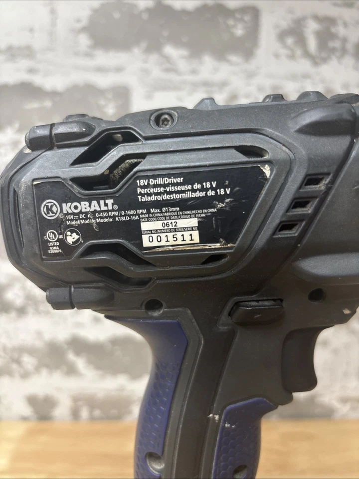Taladro inalámbrico Kobalt KT200A 18V voltios 1/2" velocidad variable y batería OEM Foto 4 de 4