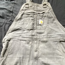 Carhartt Gray Cotton Relaxed Fit Work Overalls for Men OR2281-M