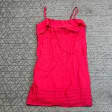 LOFT Women's Size 8 Sleeveless Linen Ruffle Dress Casual Mini Hot Pink