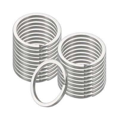 20pcs 30mm Stainless Steel Flat Split Keychain Rings, 2mm Thick, Silver