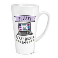 Beware VerrüCkte Blogger Damen 483Ml Groß Latte Becher Tasse Lustiger Witz
