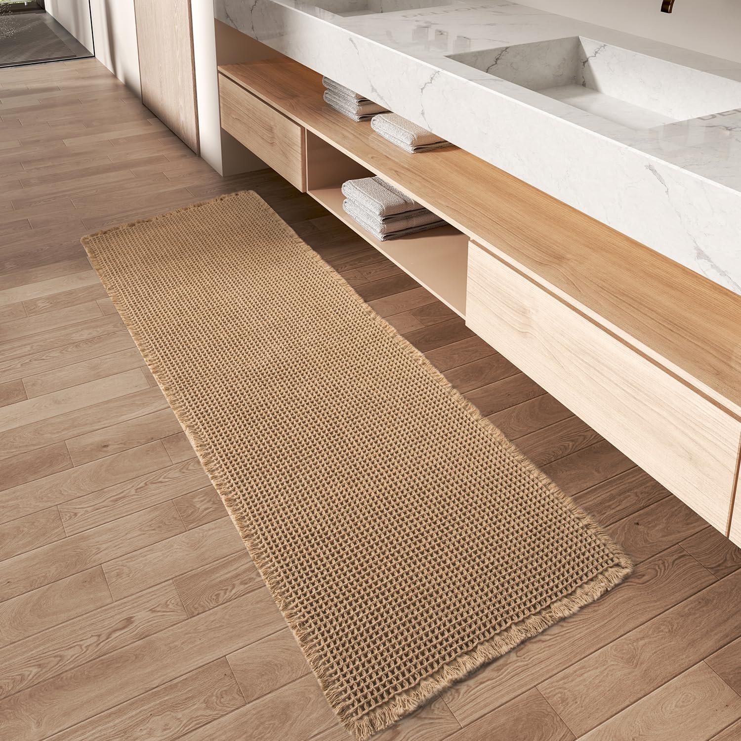 Upgraded Non-Slip Super Absorbent Waffle Runner Bath Rug for Bathroom