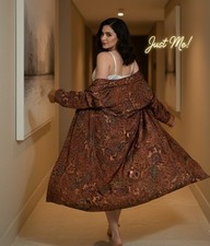 Vintage Just Me Paisley Duster Kimono Cardigan Size 18 Boho 90s Earth Tone