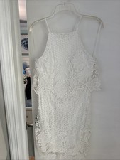 BB Dakota Spaghetti Strap Zip High Neck Lace Dress White Size 08 NWT