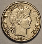 Nicer Low Mintage "extremely fine++" 1910 D Barber Liberty Dime, cleaned