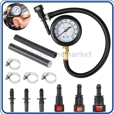 #ad Car Fuel Injection Pressure Tester Gauge Set with 3PCS Quick Connectors 0 100PSI $14.59
