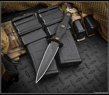RMJ Tactical Raider Dagger Graphite Black Cerakote 3V Blade Black G-10 w/Sheath