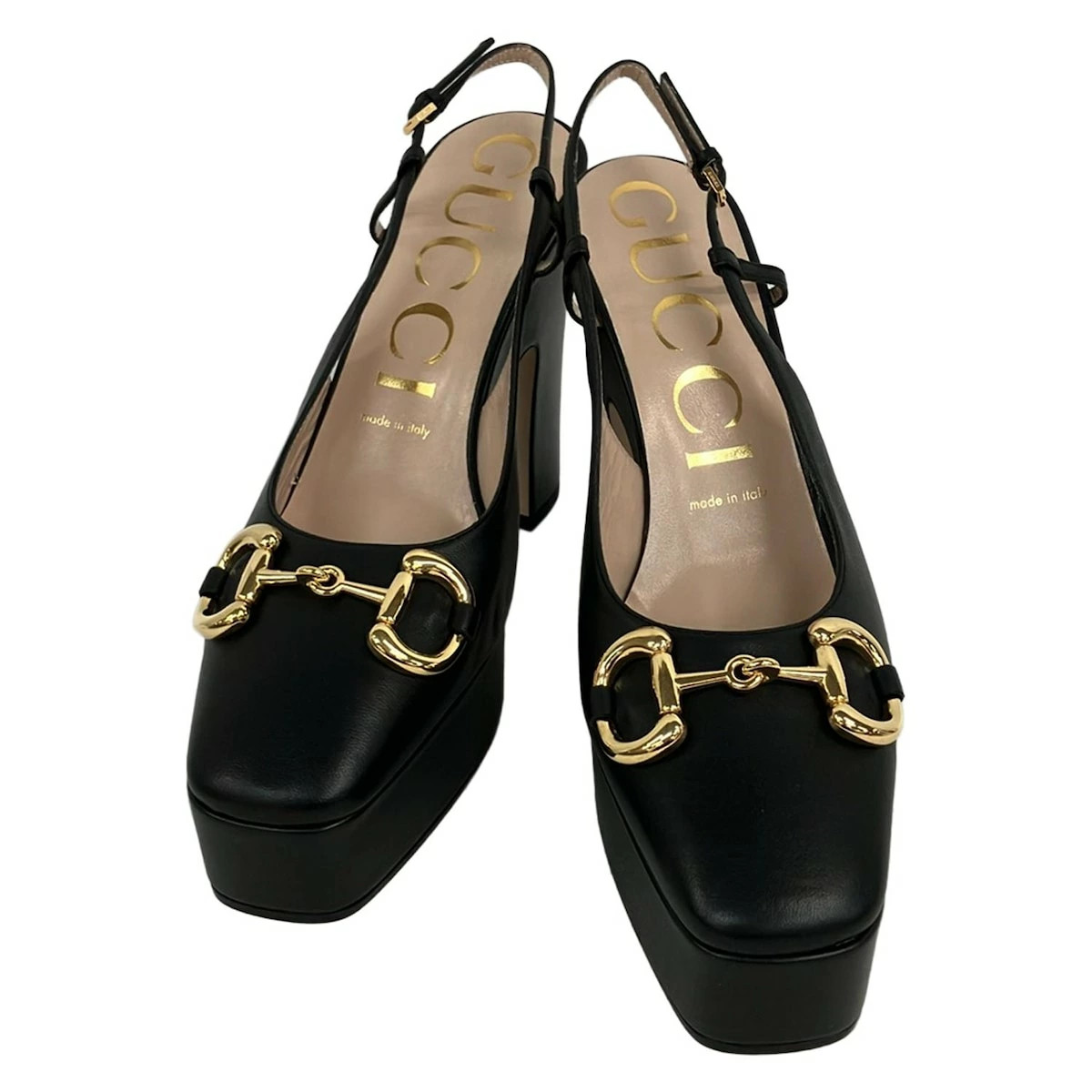 GUCCI Horsebit Mule 38.5/Thick Sole Black Leather thumbnail 2