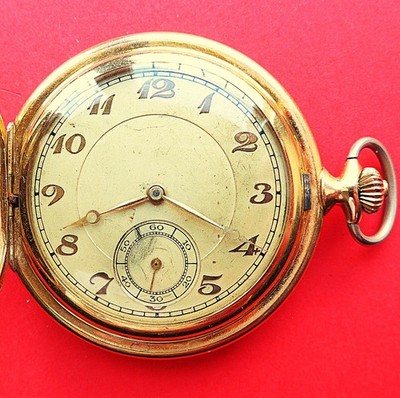 Sprungdeckel HERREN TASCHENUHR, vergoldet, Favor Uhrwerk, gute