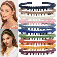 10 PCS Colorful Fashion Effortless Plastic Headbands with Teeth No Slip