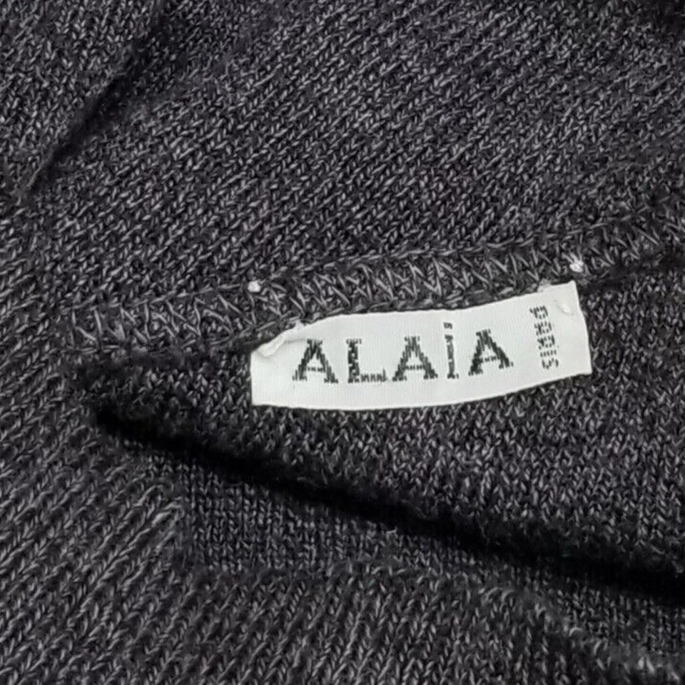 ALAIA Midi Skirt Womens XS Hi waisted Charcoal Black Striped Wool Blend Knit - Image 2 of 4