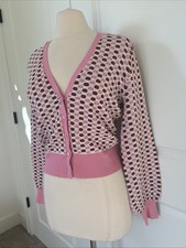 395 VERONICA BEARD size M Loraine Balloon Sleeve Textured Cardigan Sweater