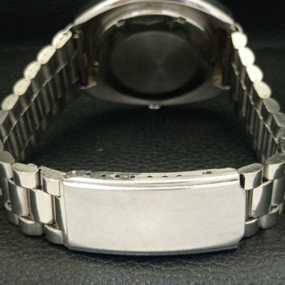 FUJI AUTOMATIC JAPAN 2878 MENS DAY&DATE @ 6 TURQUOISE BLUE DIAL