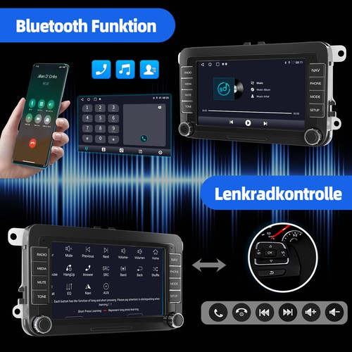7" Android 14 4+64G Apple Carplay Autoradio GPS Kam Für VW GOLF 5 6 Polo Tiguan - Bild 10 von 14