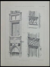BOURGES, OLD HOUSES, WINDOWS, ALLEGES - BOARD 1894 - ENGRAVING