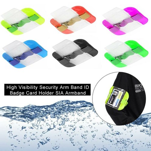 100 x HI VIZ Tactical ID Arm Band Security Badge Card Holder Doorman