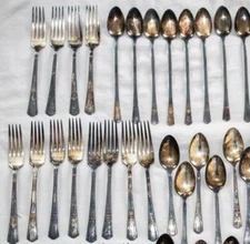 SET 100 PIECES VTG SILVERPLATE FLATWARE*1939 COURT, Wm Rogers Mfg Co. 9 lbs Lot