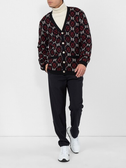 New Authentic GUCCI GG LOGO Diamond/Argyle Print WOOL Knit