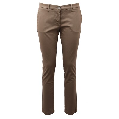 5010AD pantalone donna MANUEL RITZ khaki cotton trouser woman