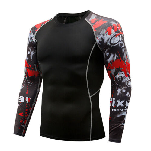 Mens Compression Armour Base Layer Top Long Sleeve Thermal Gym Sports Shirts - Picture 35 of 36