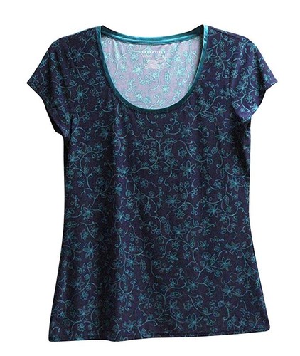 Alfani Satin-Neckline Printed Pajama Harbor Floral Top Polyester Green size S - 第 1/2 張圖片