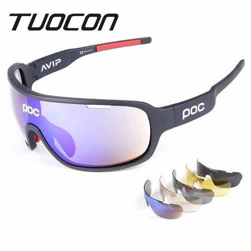 W/ 5pcs POC Sport Goggles Cycling Sunglasses Polarized Glasses Replace Lens