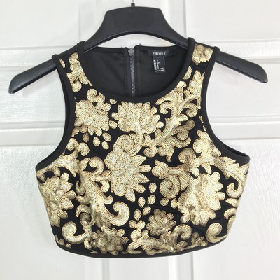 gold sequin crop top forever 21