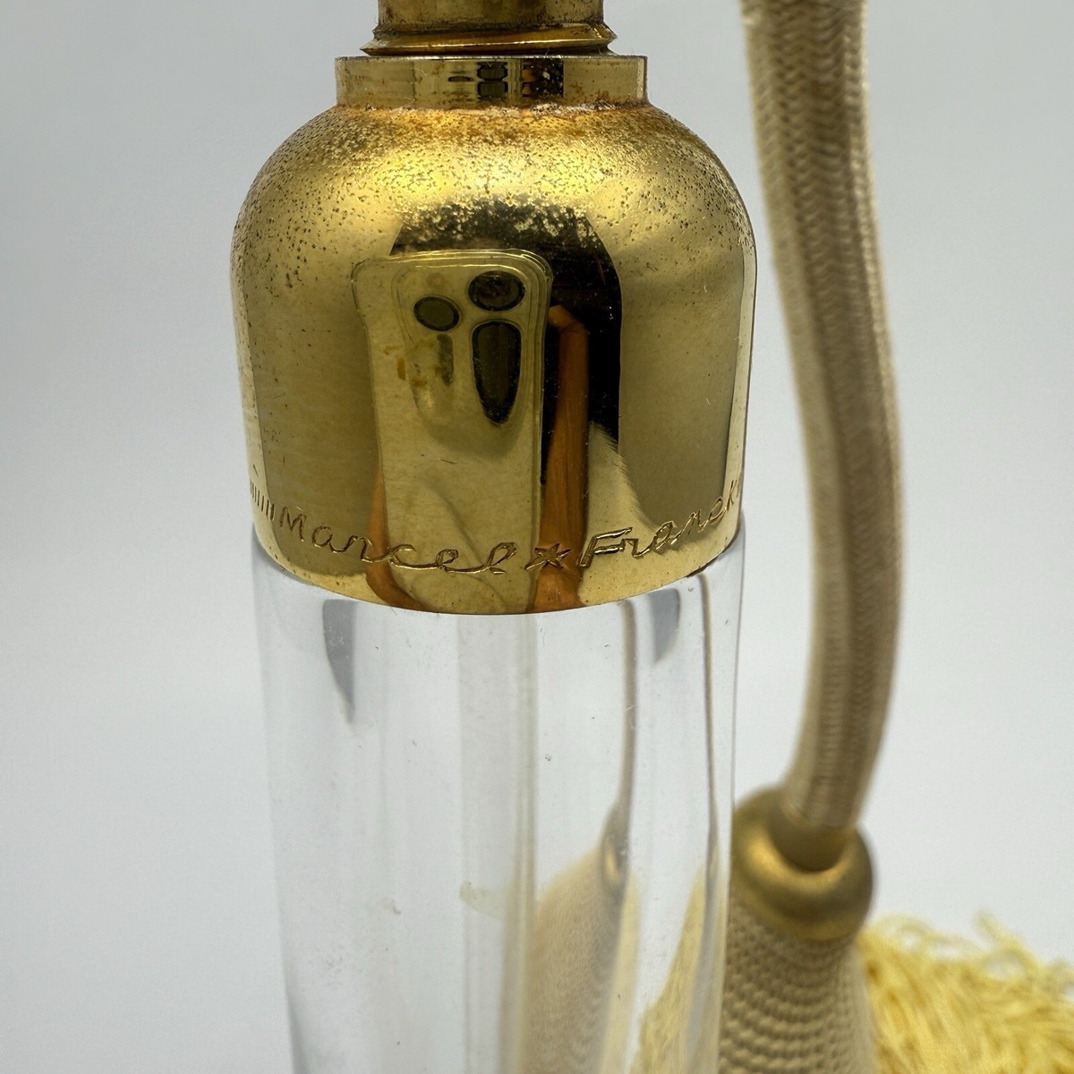 マルセル　フランク　香水瓶　アトマイザー Vintage Marcel Franck Perfume Atomizer Bottle Crystal Gold Plated