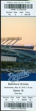 2012 Royals vs Orioles Ticket: Adam Jones HR in 15th inning/Wilson Betemit HR