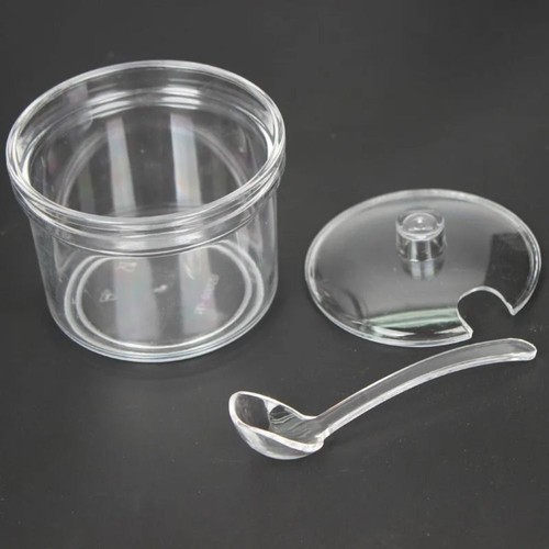 With Spoon And Lid Acrylic Sugar Bowl Visible Anti-Fall Seasoning Jar Container - Picture 9 of 11