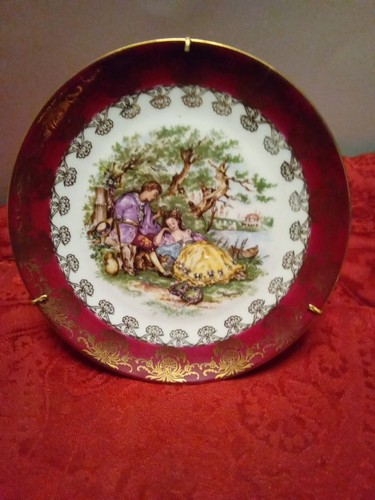 LIMOGES PORCELAIN F.M. ANTIQUE VINTAGE 6.5" PLATE. With Hanger. EUC - Picture 5 of 5