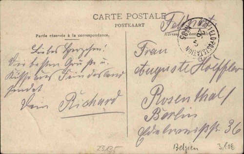 Feldpostkarte 1. Weltkrieg Feldpoststempel Feldpost aus Charleroi Gare Bahnhof - Picture 2 of 2