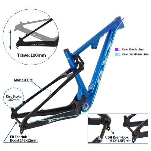 BXT FULL Suspension Carbon Mountain Bike Frame 29ER MTB Fiber 148*12mm - Picture 3 of 20