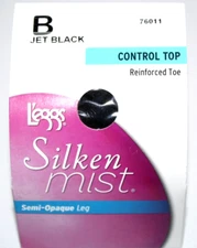 L'eggs Women's Semi-Opaque Leg Control Top Pantyhose B (Medium) Jet Black #76011